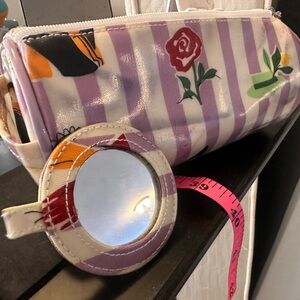 Lulu Guinness Purple Striped Whimsical Makeup Bag - Functional Pre-Loved Gem!t